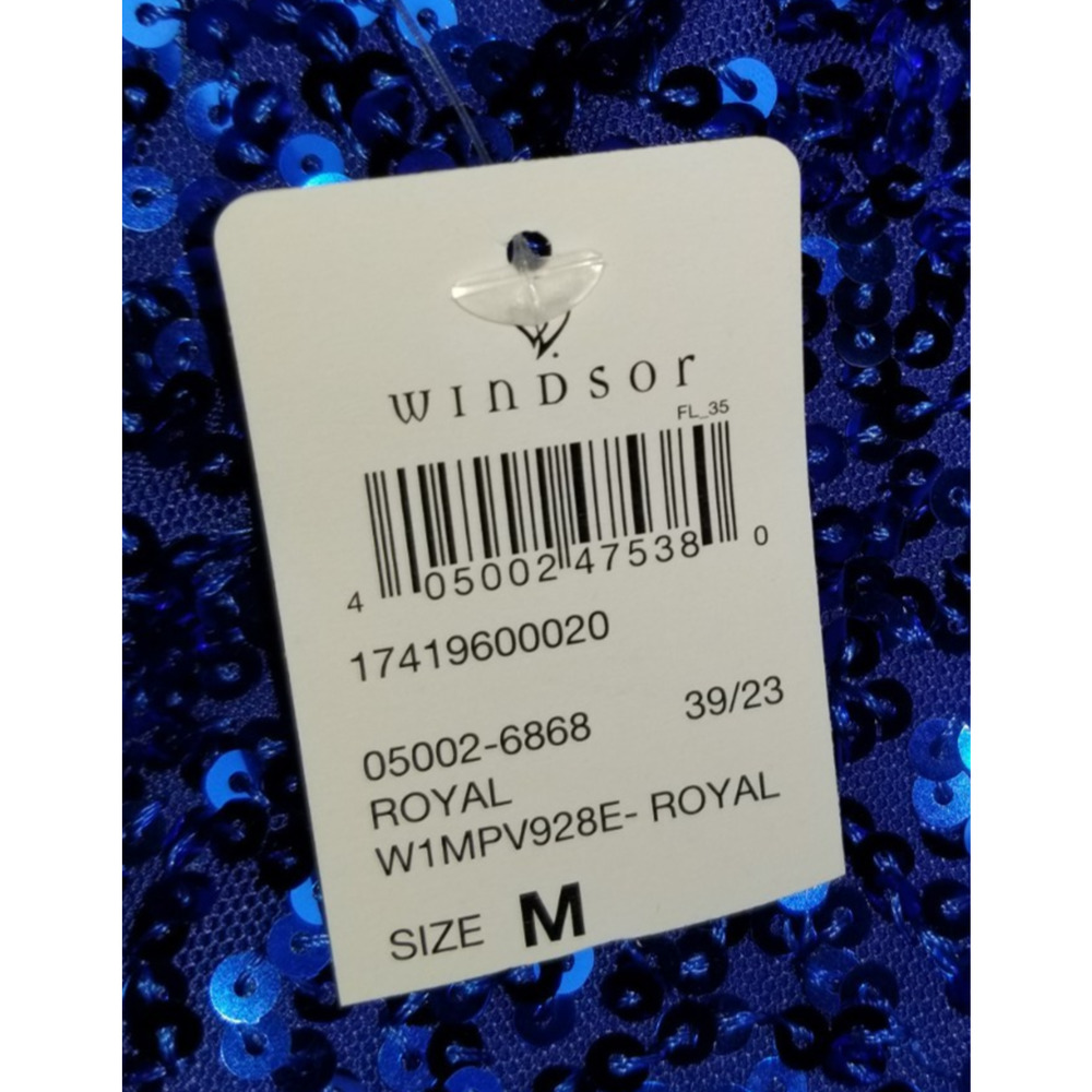 NWT $120 Womens Dress-WINDSOR-blue 'Esperanza Formal Sequin Cowl Neck'-M - Picture 6 of 7